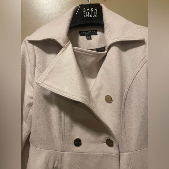 Laundry by Shelli Segal Cottonball Cream Skirted Wool Peacoat Medium size M - Picture 5 of 9